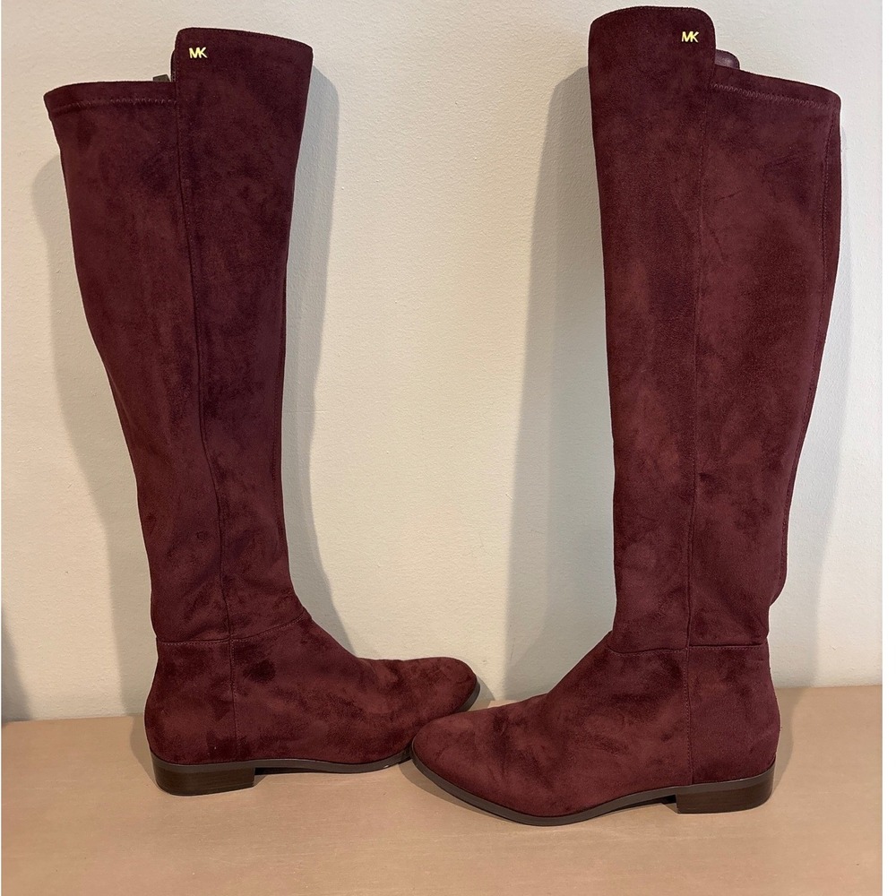 Michael Kors tall Burgundy Faux Suede Over the Knee Flat Boots 6